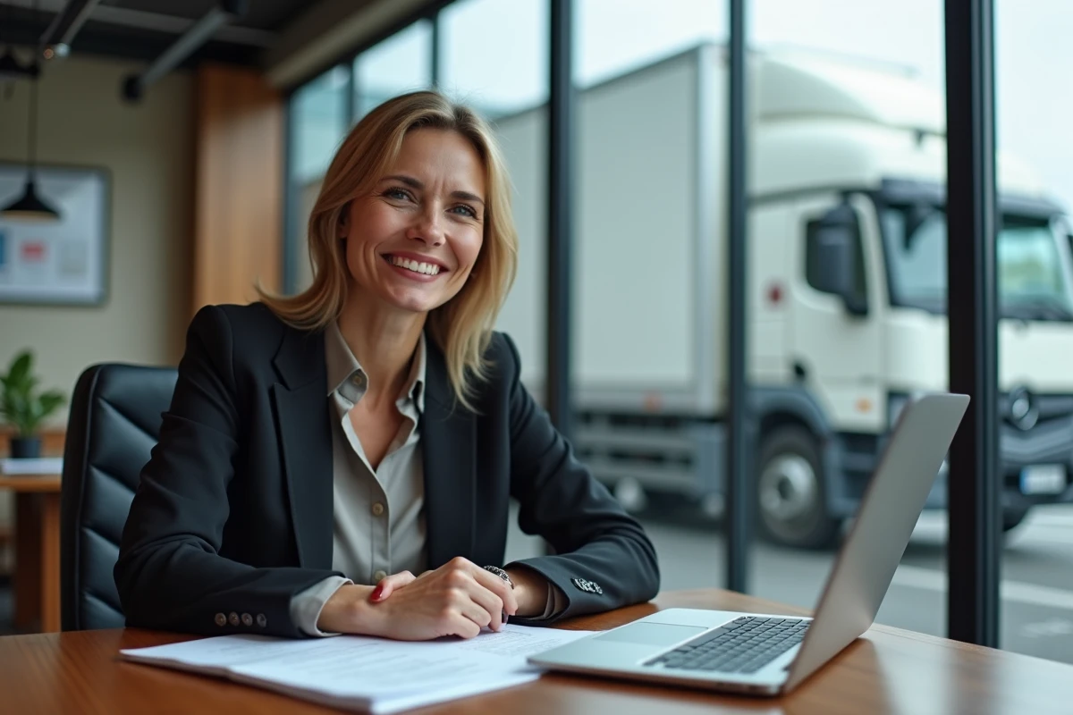 Responsable transport souriante dans son bureau