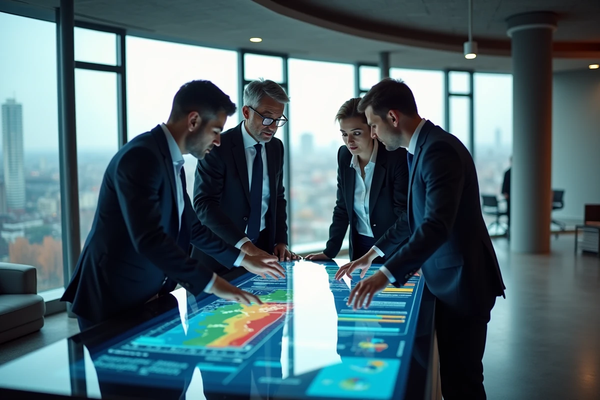 Groupe de professionnels français discutant autour d